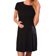 Women's Maternity Nursing Wrap High waist Dress Short Sleeve Double Layer Dress
